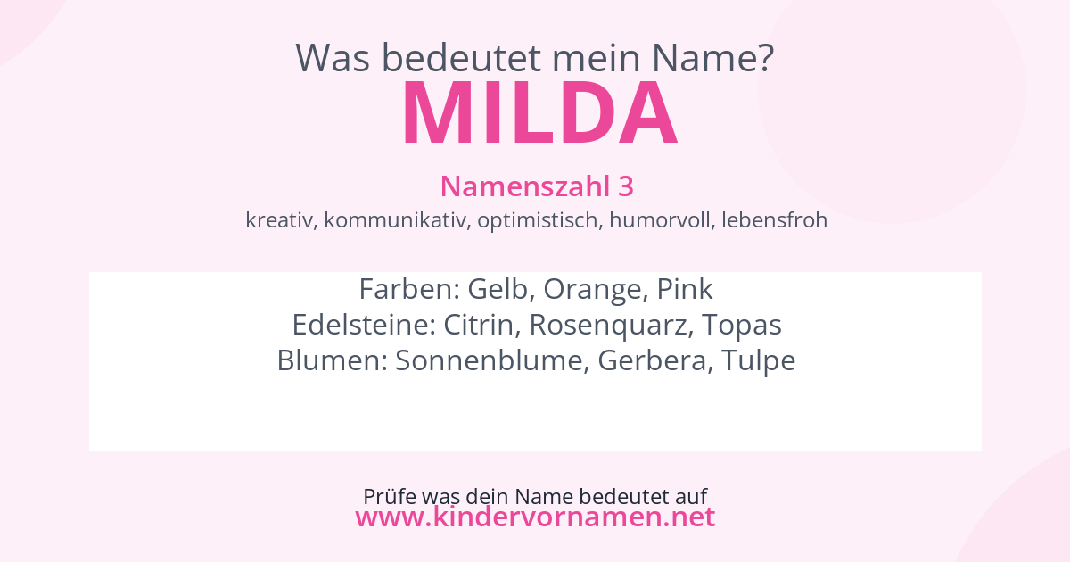 Was bedeutet der Name Milda?