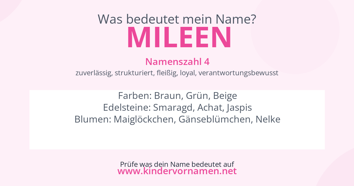 Was bedeutet der Name Mileen?