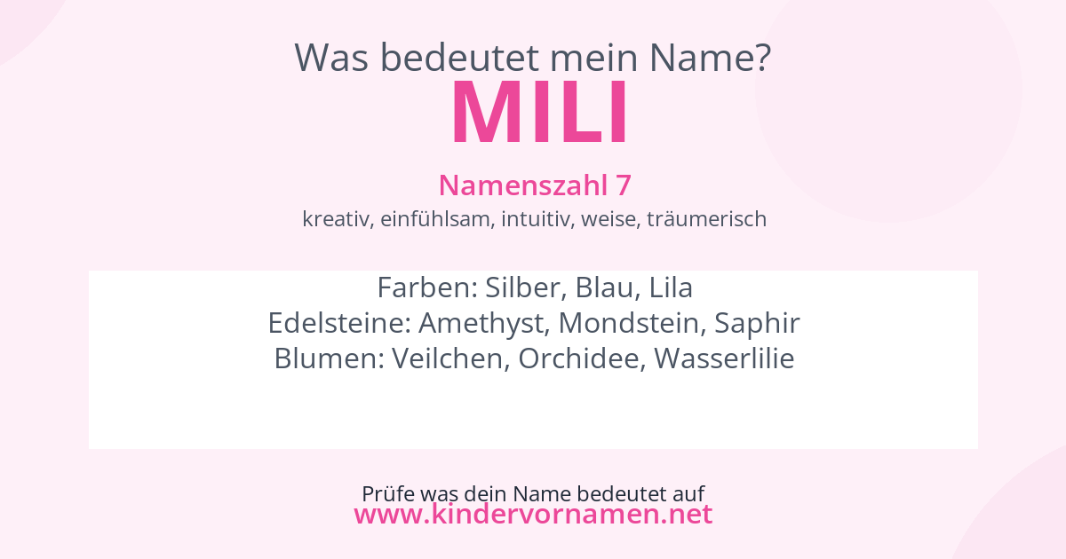 Was bedeutet der Name Mili?