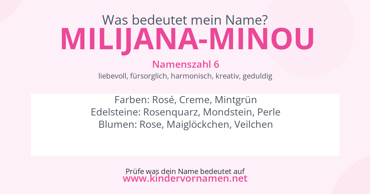 Was bedeutet der Name Milijana-Minou?