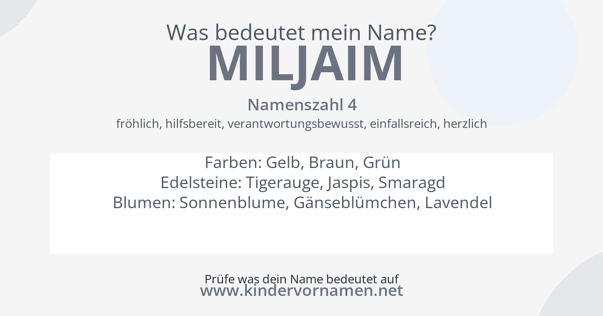 Was bedeutet der Name Miljaim?