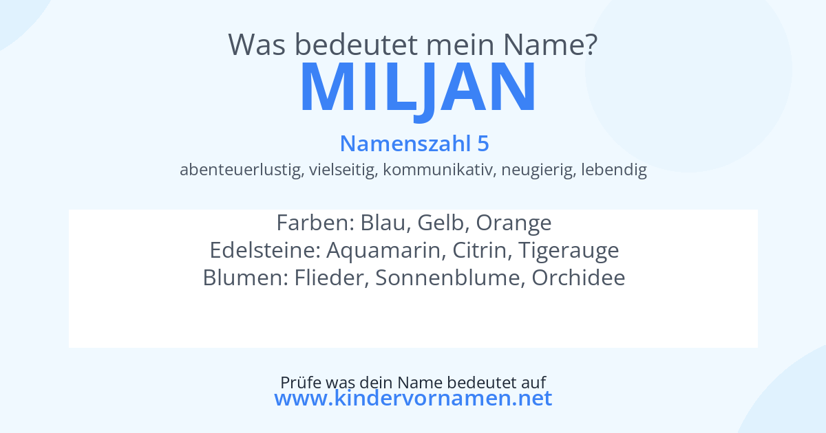 Was bedeutet der Name Miljan?