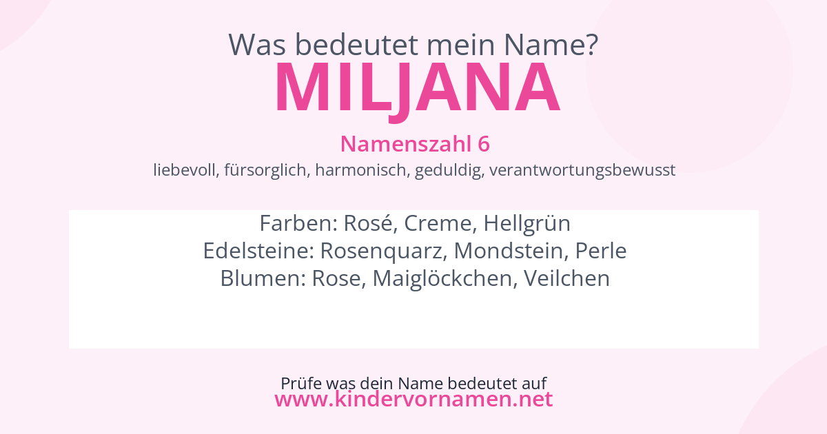 Was bedeutet der Name Miljana?