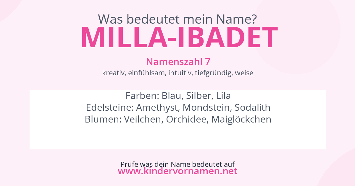 Was bedeutet der Name Milla-Ibadet?