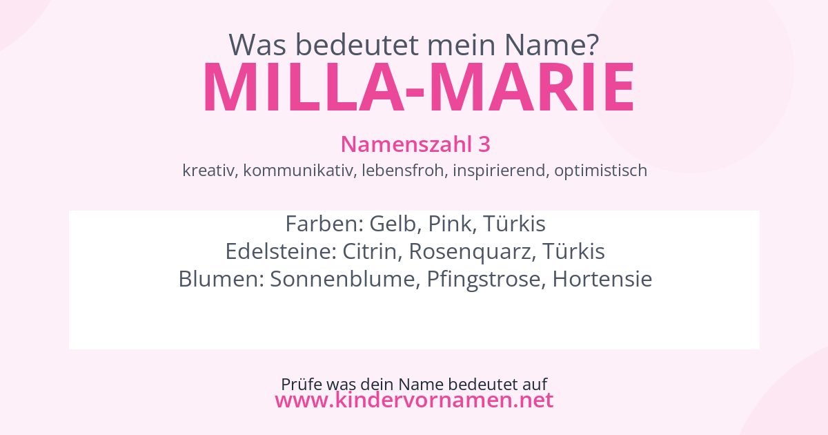 Was bedeutet der Name Milla-Marie?