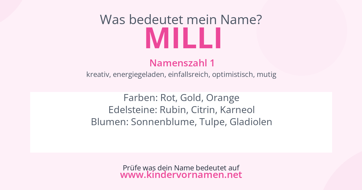 Was bedeutet der Name Milli?