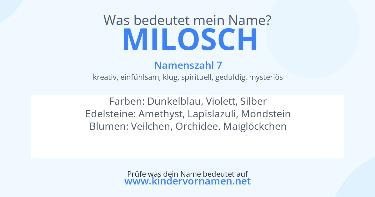 Was bedeutet der Name Milosch?