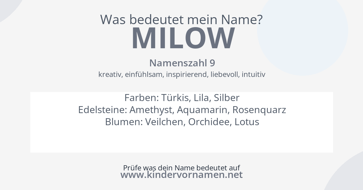 Was bedeutet der Name Milow?