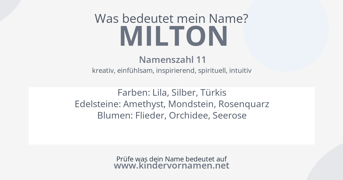 Was bedeutet der Name Milton?
