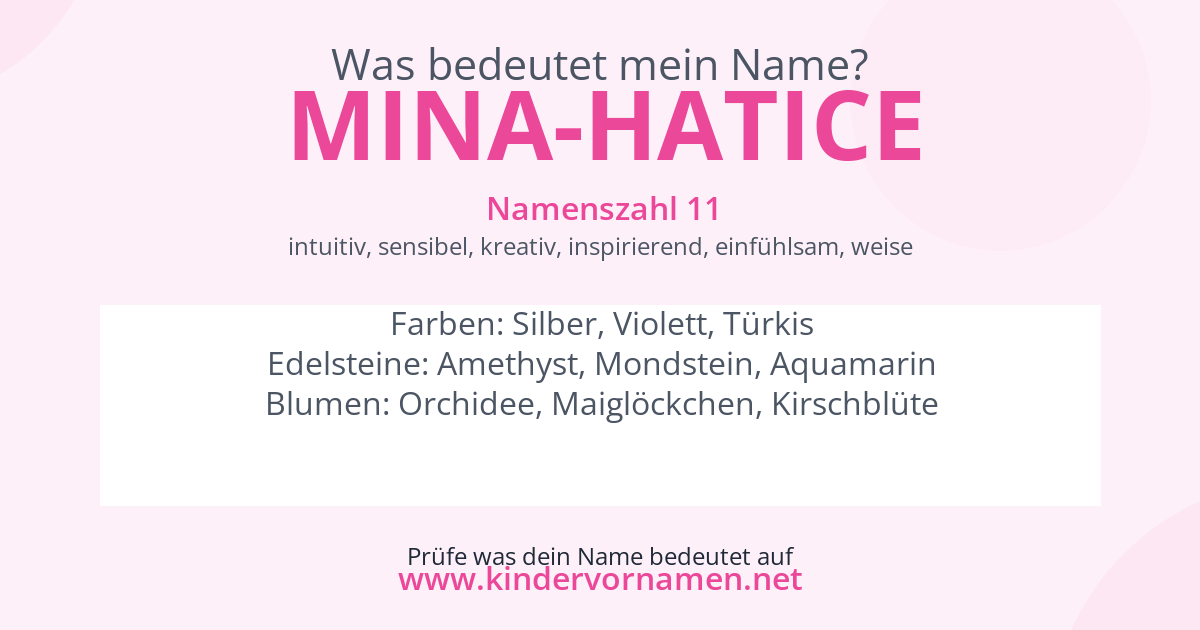 Was bedeutet der Name Mina-Hatice?