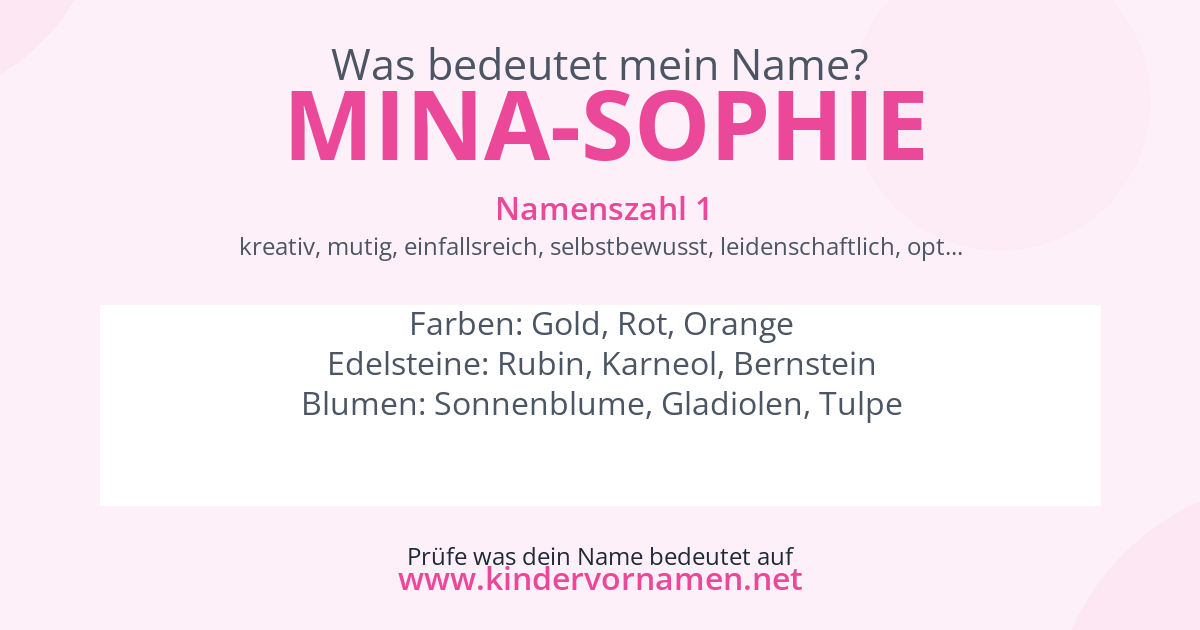 Was bedeutet der Name Mina-Sophie?