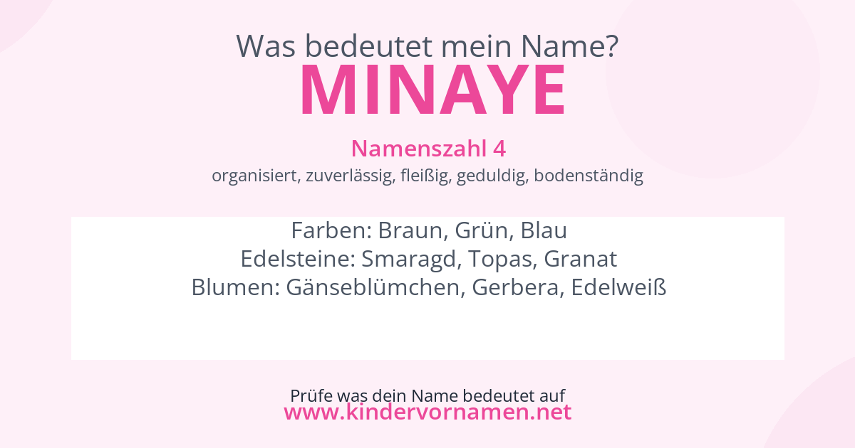 Was bedeutet der Name Minaye?