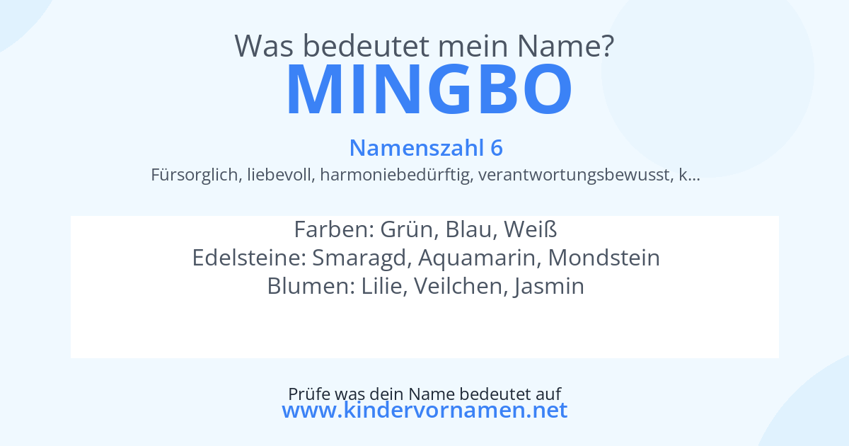 Was bedeutet der Name Mingbo?