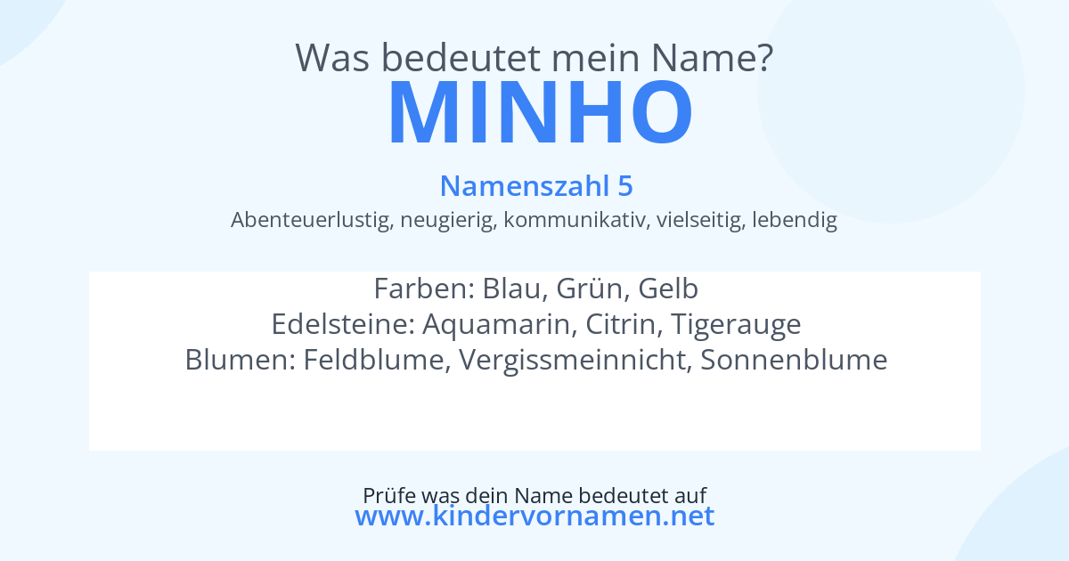 Was bedeutet der Name Minho?