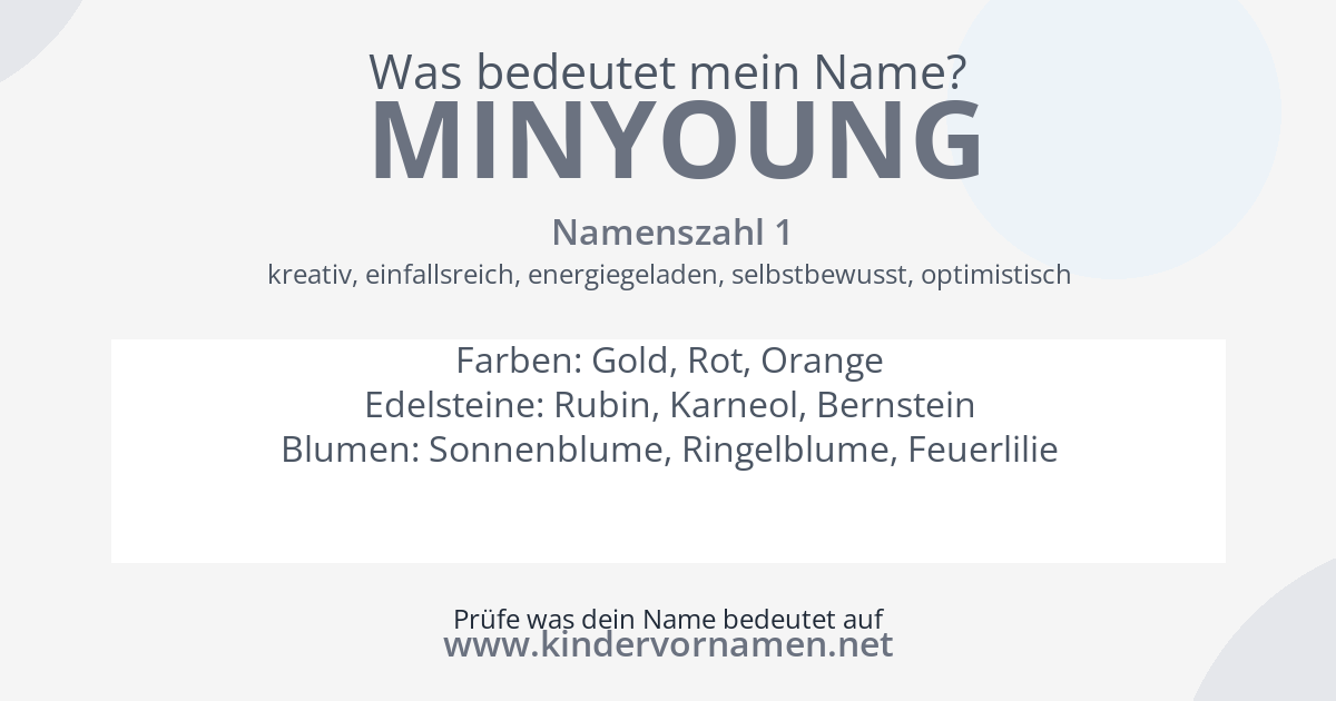 Was bedeutet der Name Minyoung?
