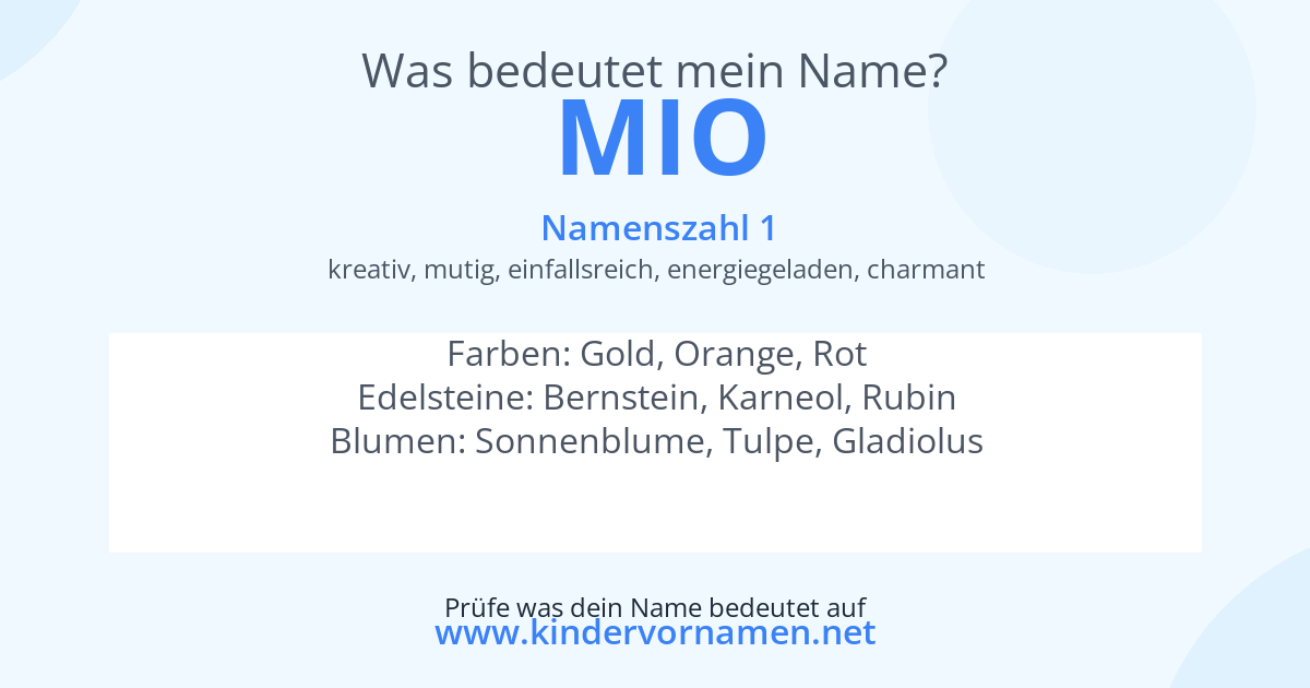 Was bedeutet der Name Mio?