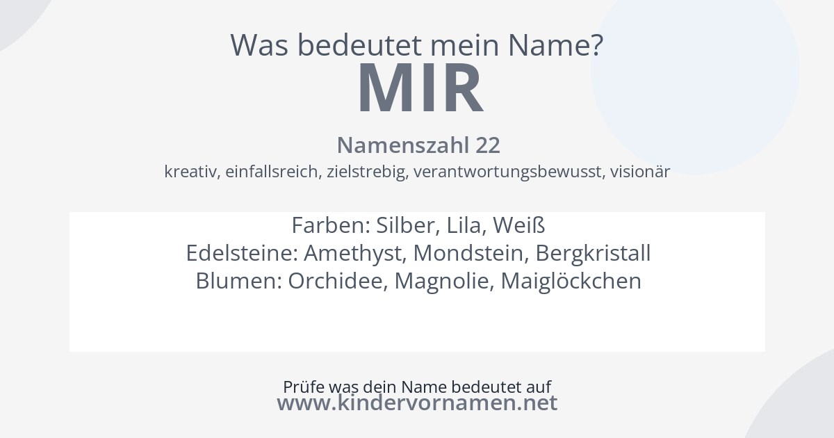 Was bedeutet der Name Mir?