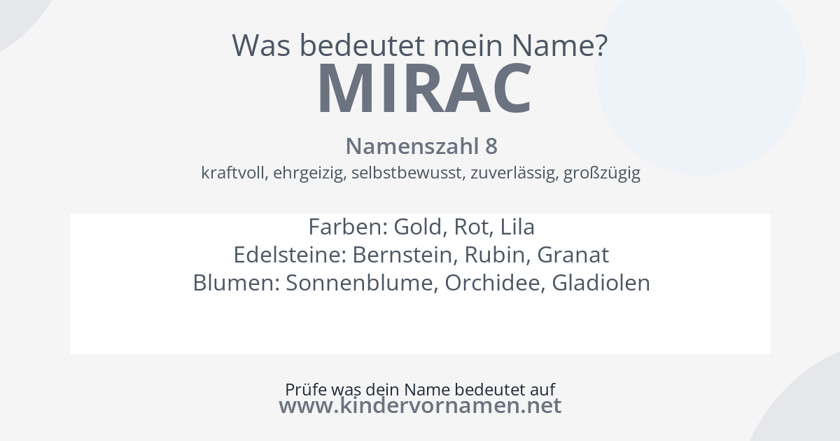 Was bedeutet der Name Mirac?