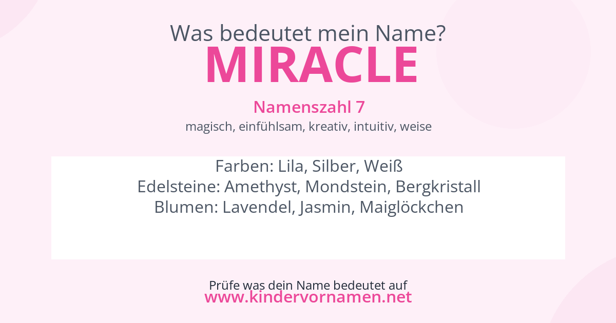 Was bedeutet der Name Miracle?