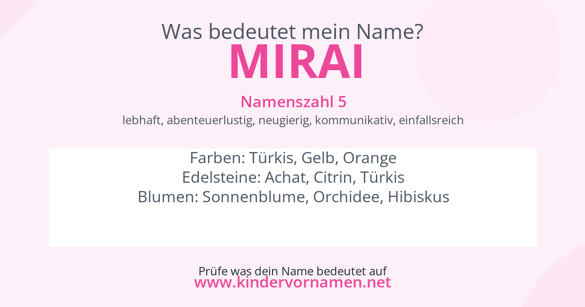 Was bedeutet der Name Mirai?