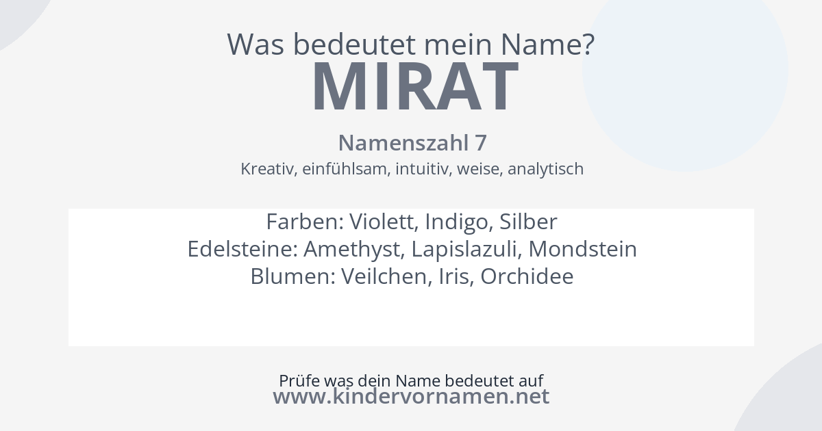 Was bedeutet der Name Mirat?