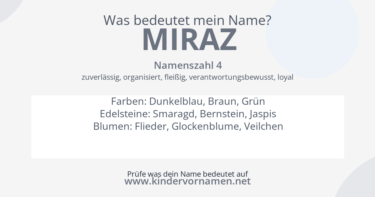 Was bedeutet der Name Miraz?