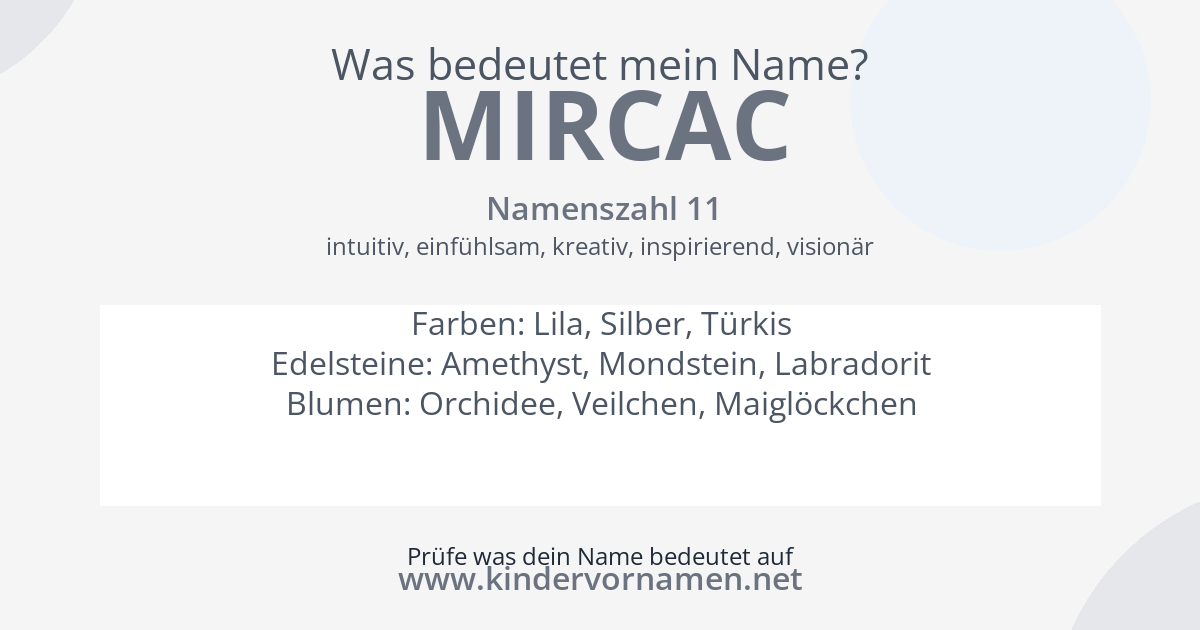 Was bedeutet der Name Mircac?