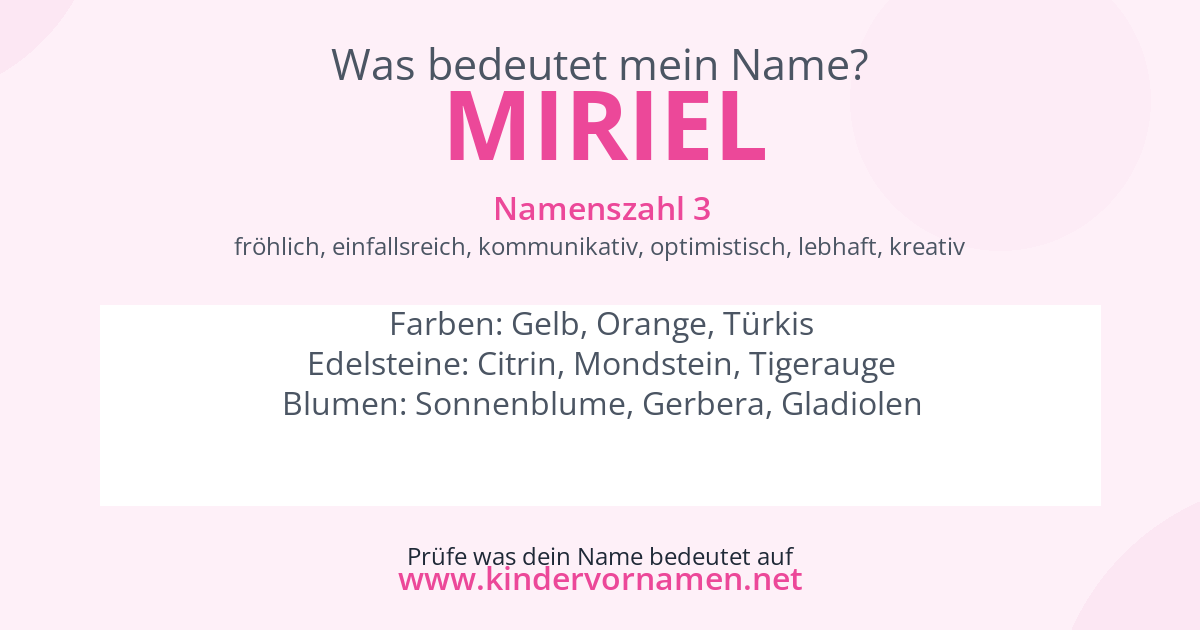Was bedeutet der Name Miriel?