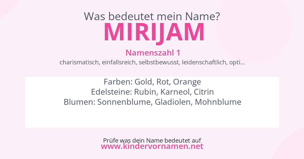 Was bedeutet der Name Mirijam?