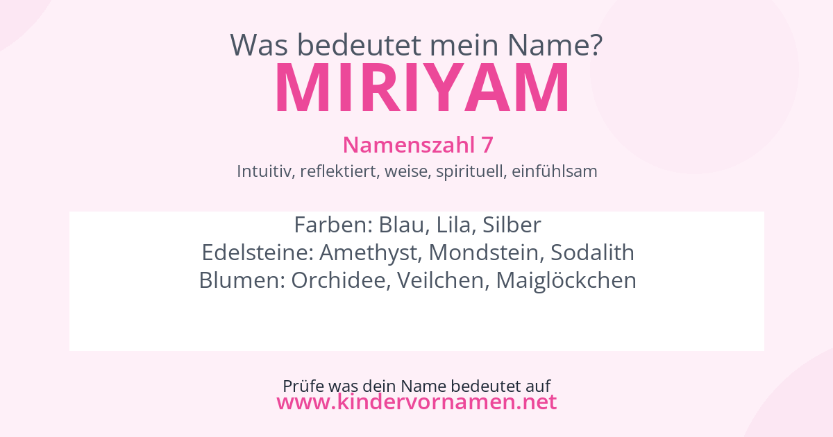 Was bedeutet der Name Miriyam?