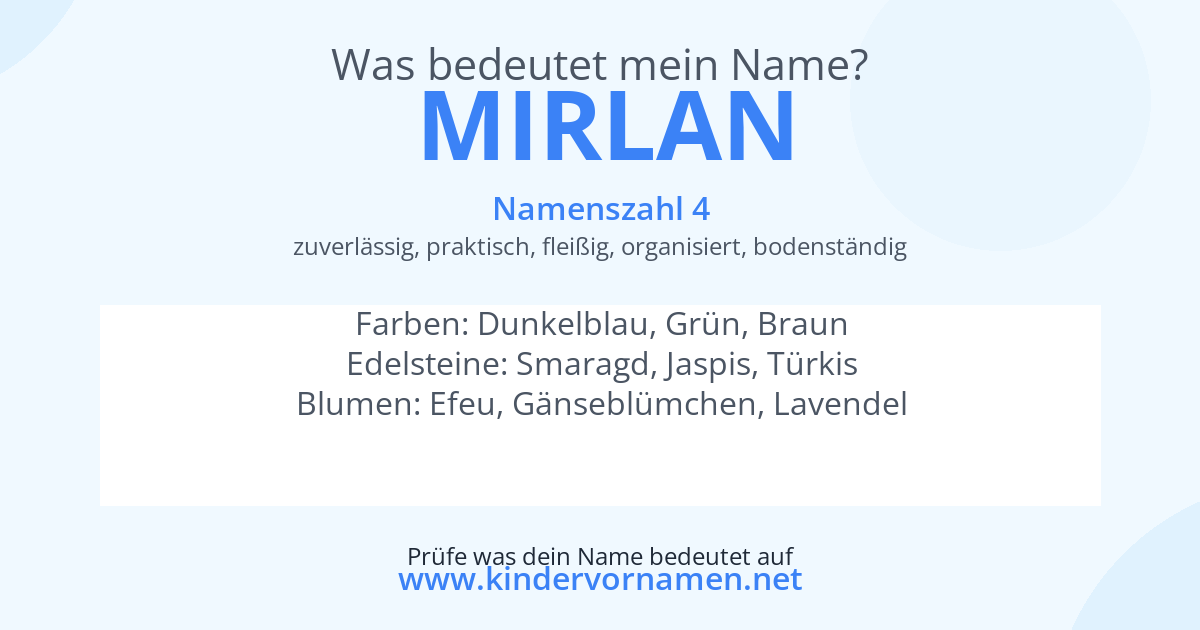 Was bedeutet der Name Mirlan?