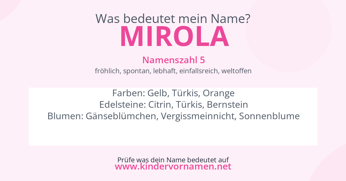 Was bedeutet der Name Mirola?
