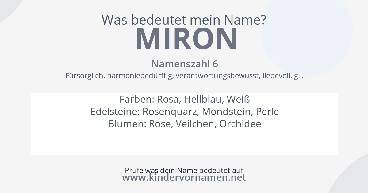 Was bedeutet der Name Miron?