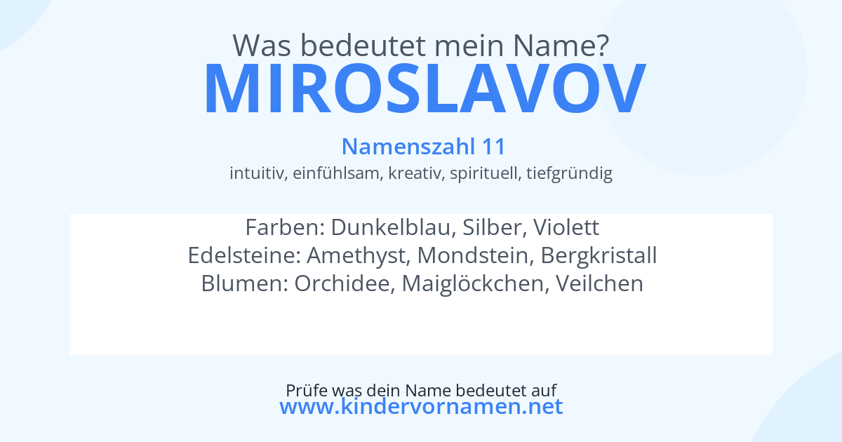 Was bedeutet der Name Miroslavov?