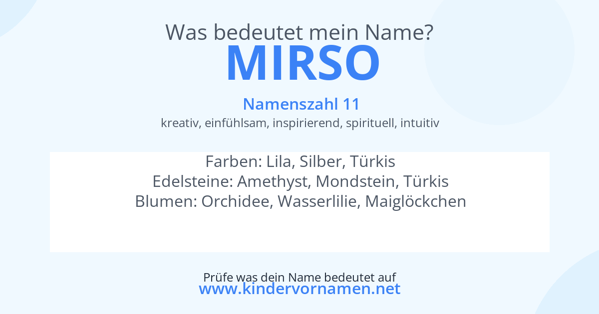 Was bedeutet der Name Mirso?
