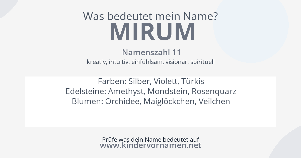 Was bedeutet der Name Mirum?