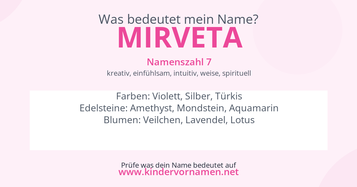 Was bedeutet der Name Mirveta?