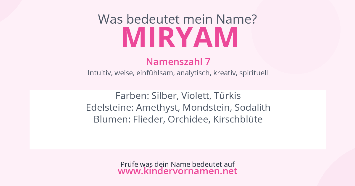 Was bedeutet der Name Miryam?