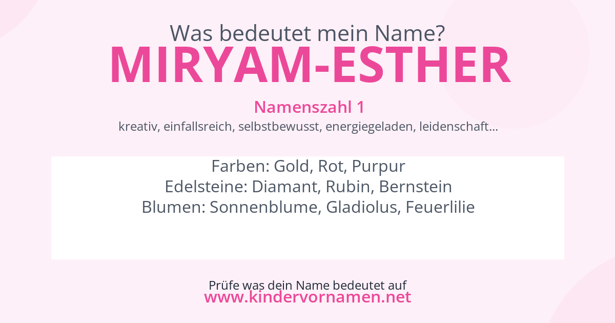 Was bedeutet der Name Miryam-Esther?