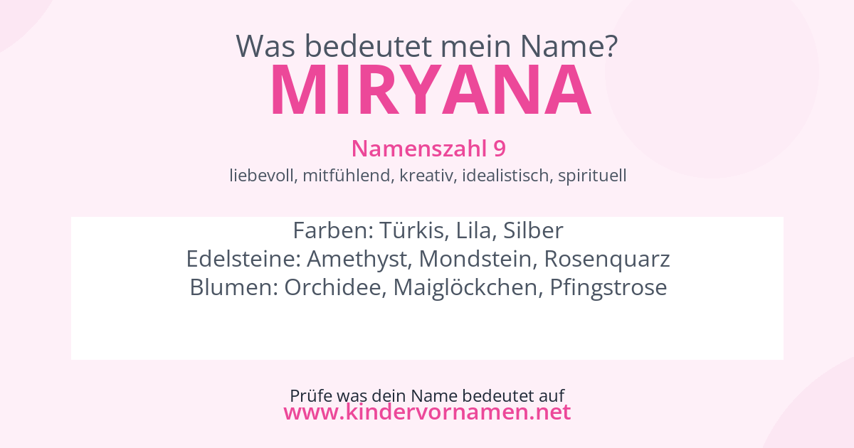 Was bedeutet der Name Miryana?