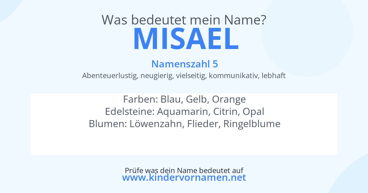 Was bedeutet der Name Misael?