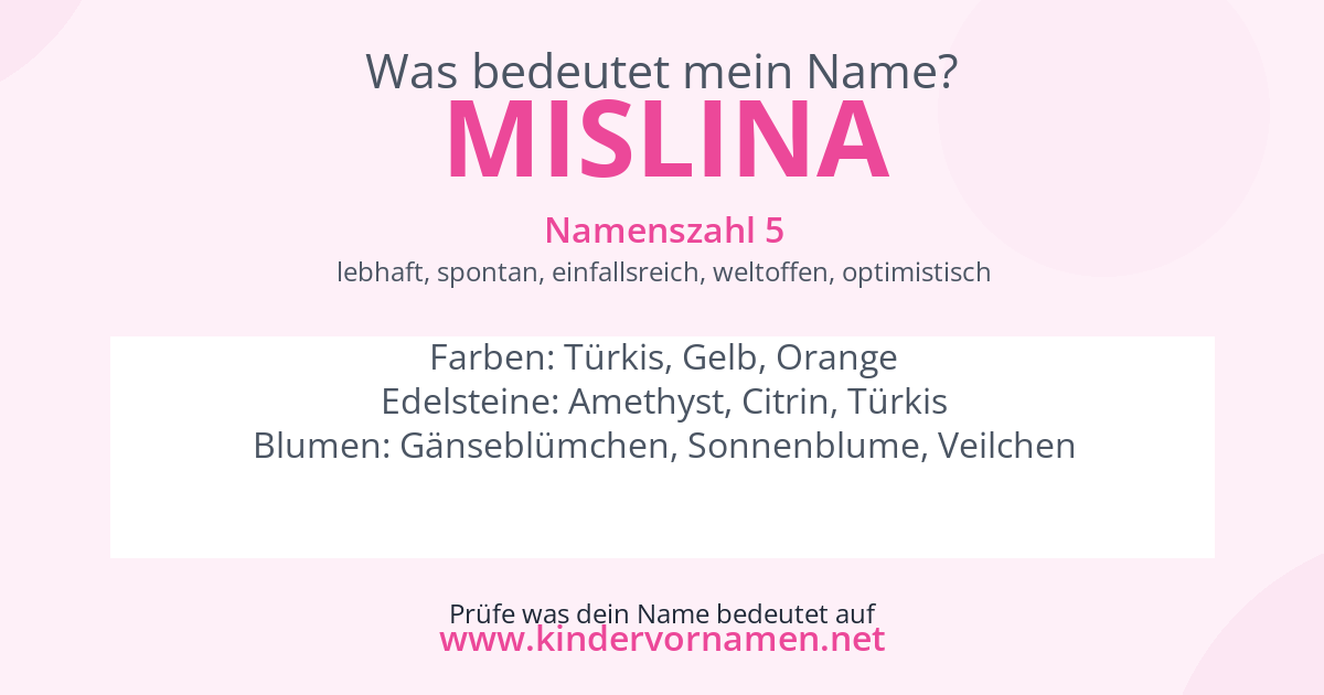 Was bedeutet der Name Mislina?