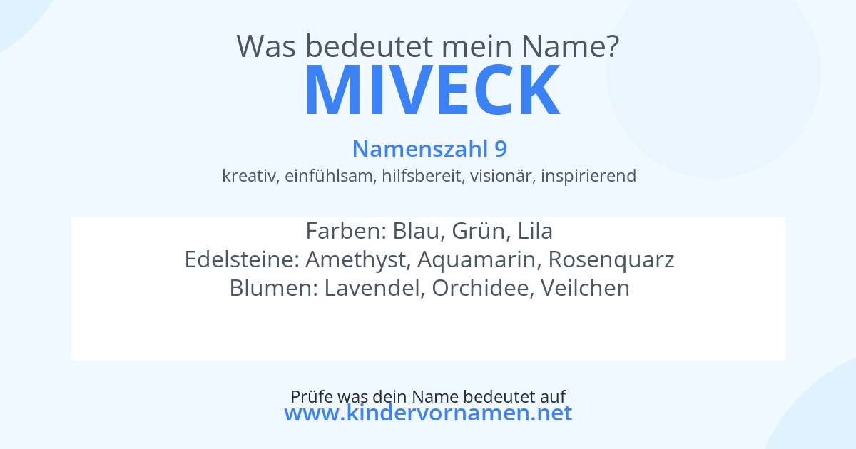 Was bedeutet der Name Miveck?
