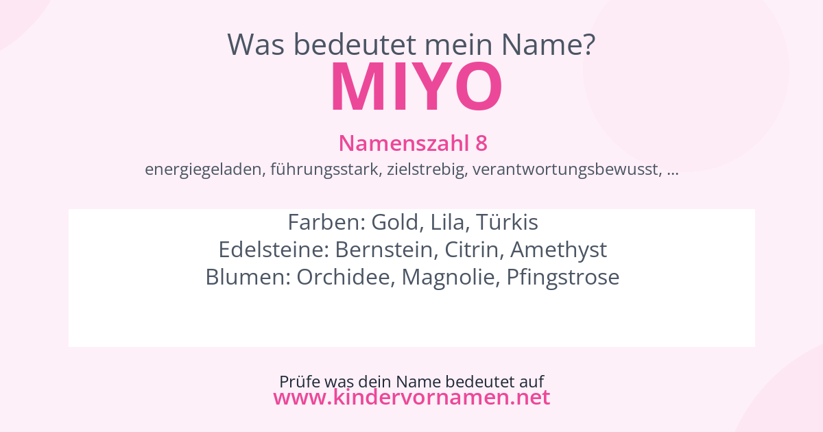 Was bedeutet der Name Miyo?