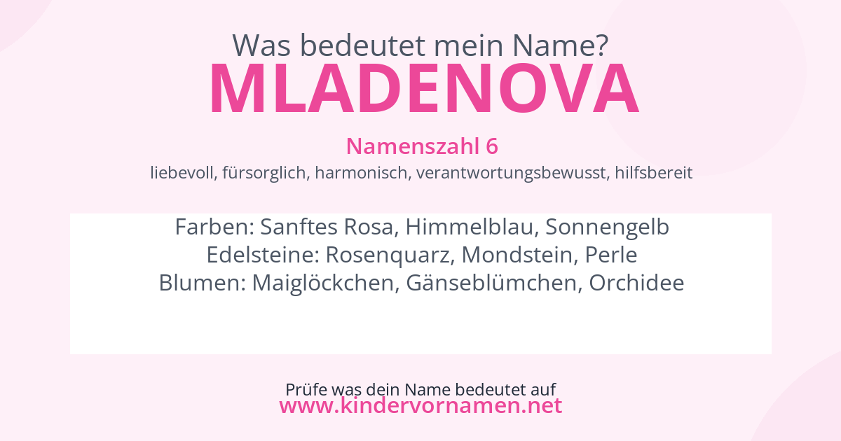 Was bedeutet der Name Mladenova?