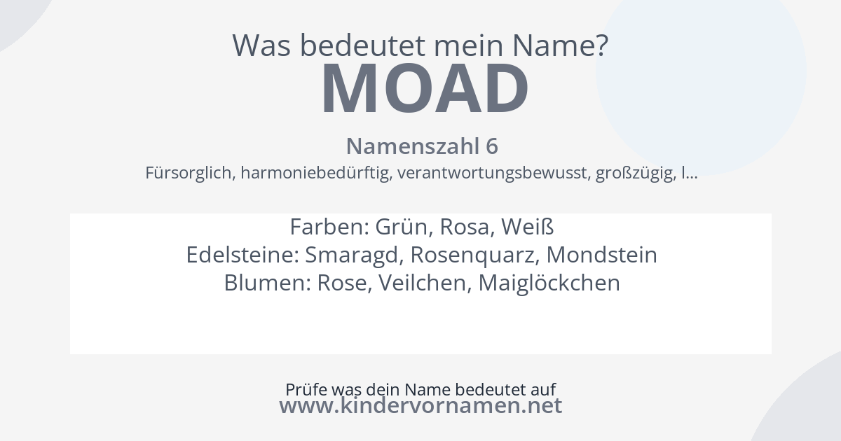 Was bedeutet der Name Moad?