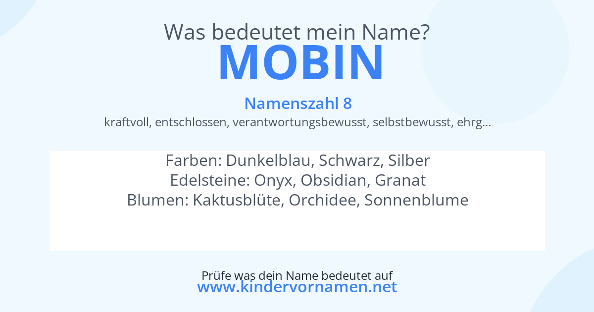 Was bedeutet der Name Mobin?