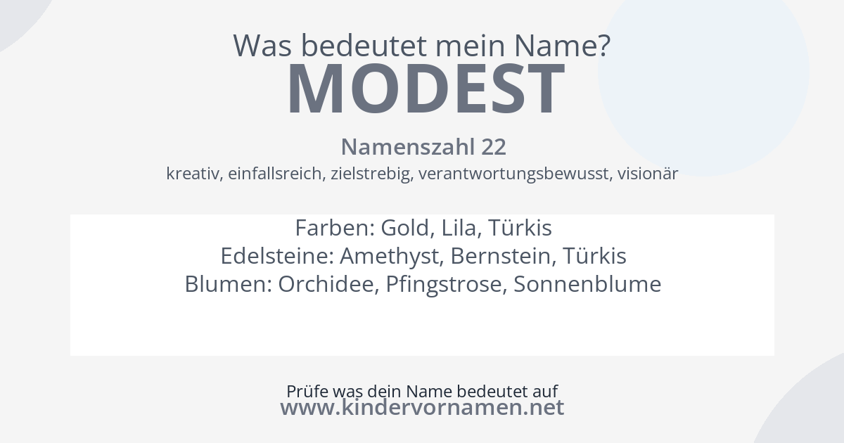 Was bedeutet der Name Modest?