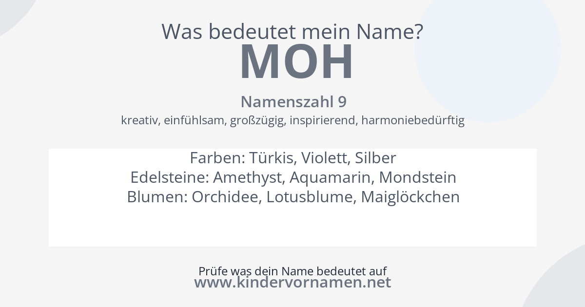 Was bedeutet der Name Moh?