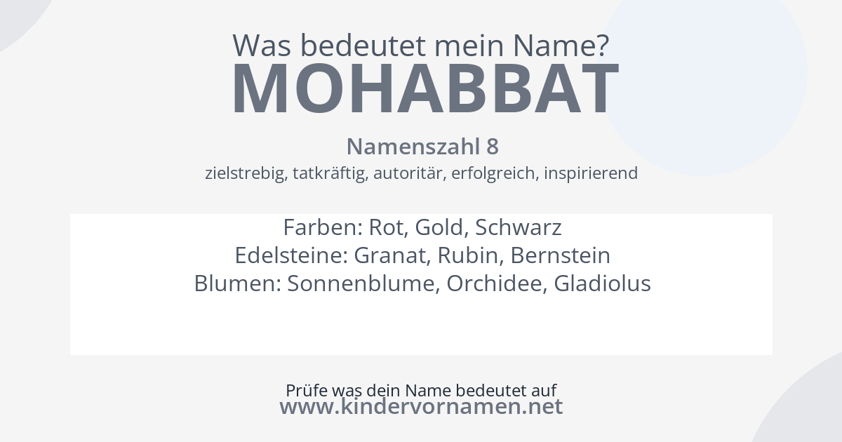 Was bedeutet der Name Mohabbat?